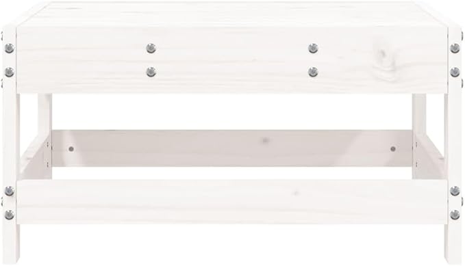 White Outdoor Ottoman 24.4 x 24.4 x 12.6 in Solid Pine Wood Weather-Resistant Patio Stool Doubles as Coffee Table for - Photo 3