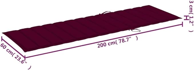 Wine Red 2-Person Acacia Wood Sun Lounger Outdoor Chaise Lounge with Wheels 78.7" Long for Garden Patio Poolside Terrace - Photo 6