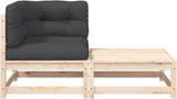 Solid Pine Wood Patio Sectional Sofa with Cushions & Footstool - Photo 5