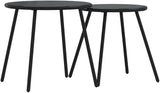 Garden Coffee Table Set of 2 Black Powder-Coated Steel Small Round Tables for Indoor Outdoor Use with Modern Design and - Photo 3