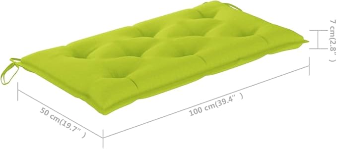 vidaXL Outdoor Patio/Garden Bench - Teak Wood with Green Cushion 44.1"x21.7"x37"
