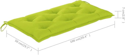 Patio Bench Outdoor Furniture Couch,Wicker Patio Furniture no Assembly,Patio Storage Ottoman,Love seat Outdoor,with Bright Green Cushion 44.1" Solid Teak Wood