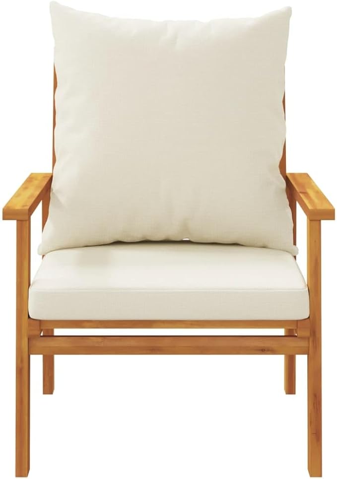 Solid Acacia Wood Garden Sofa Chair Set with Cushions for Outdoor and Indoor Use, Modern Patio Furniture - Photo 4