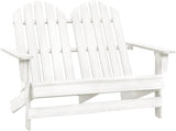 2-Seater Adirondack Chair Solid Fir Wood White Patio Lounge Chair Outdoor Garden Furniture Comfortable Relaxing Chair - Photo 1