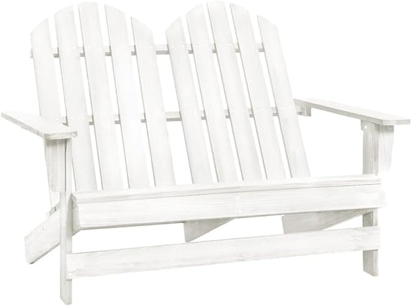 2-Seater Adirondack Chair Solid Fir Wood White Patio Lounge Chair Outdoor Garden Furniture Comfortable Relaxing Chair - Photo 1