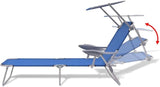 Sun Lounger with Canopy, 74.4"x22.8" Folding Steel Frame Outdoor Chaise Lounge - Photo 7