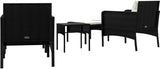 vidaXL Poly Rattan Patio Lounge Set - Five-Piece Garden Furniture Set with Soft Cushions and Sturdy Tabletop - Black - Photo 6