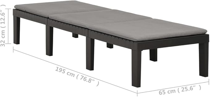 Sunlounger Anthracite Plastic Large Multi-Position Backrest Outdoor Recliner Poolside Recliner for Outside Balcony - Photo 2