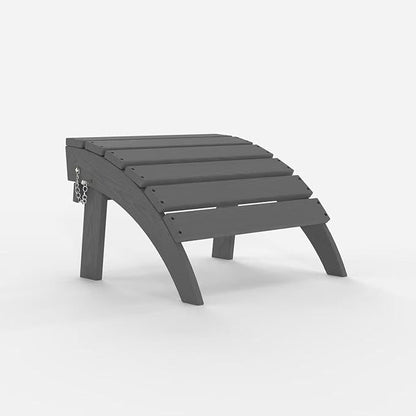 Folding Adirondack Ottoman Footrest, HDPE Plastic Outdoor Footstool No Assembly Required, All-Weather Foldable Ottoman for Adirondack Chair, Patio, Lawn, Garden, Deck, Poolside, Fire Pit, Gray