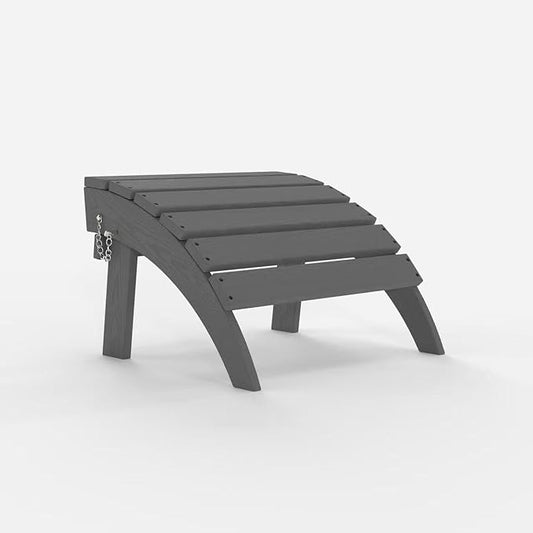 Folding Adirondack Ottoman Footrest, HDPE Plastic Outdoor Footstool No Assembly Required, All-Weather Foldable Ottoman for Adirondack Chair, Patio, Lawn, Garden, Deck, Poolside, Fire Pit, Gray