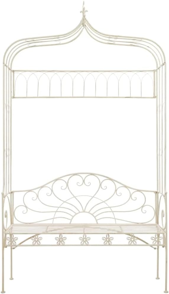 vidaXL Patio Bench Garden Outdoor Balcony Terrace Outside Backyard Yard Porch Home Furniture Seat Lounge Seating 48" Iron Antique White
