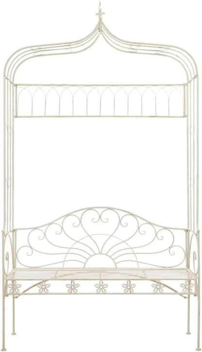 vidaXL Patio Bench Garden Outdoor Balcony Terrace Outside Backyard Yard Porch Home Furniture Seat Lounge Seating 48" Iron Antique White
