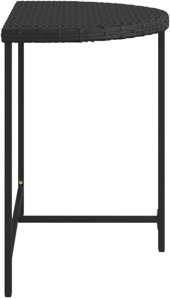 Modern Rectangular Garden Table Black Poly Rattan Medium Durable Outdoor Indoor Table with Powder-Coated Steel Frame - Photo 6