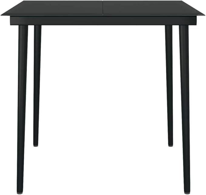 Square Outdoor Dining Table, 31.5 Inch Patio Metal Table with Glass Top - Photo 4