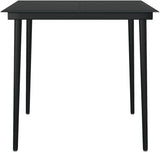 Square Outdoor Dining Table, 31.5 Inch Patio Metal Table with Glass Top - Photo 4