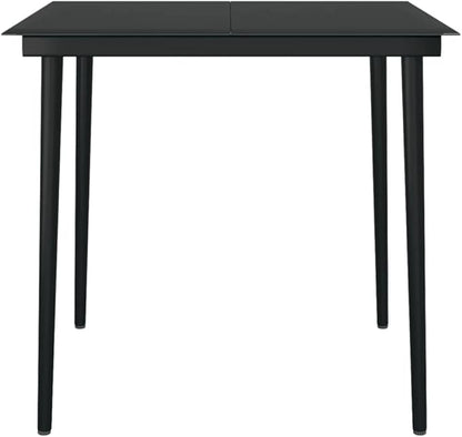Square Outdoor Dining Table, 31.5 Inch Patio Metal Table with Glass Top, Modern Weather-Resistant Garden Bistro Table for 4, Black