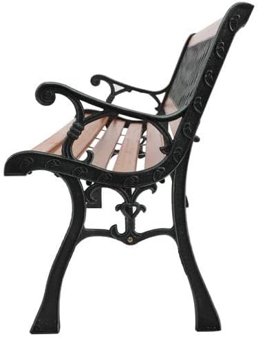 49" Outdoor Garden Bench, Patio Furniture Outdoor Chair with Hardwood Slats and Cast Iron Frame, Weather Proof 2-Person Outdoor Loveseat with Weave Style Back for Park, Porch, Pool, Backyard