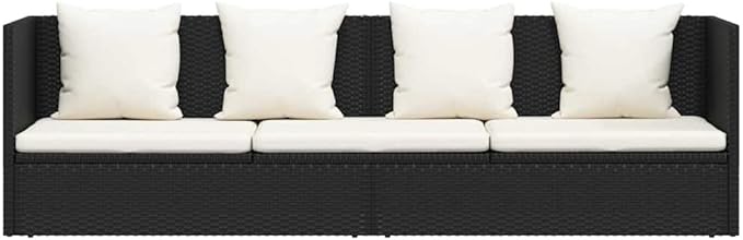 Outdoor Sunbed with Cushions, 2-Person PE Rattan Lounge Chair for Patio Garden - Photo 5