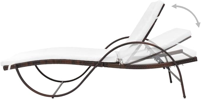 25x76in Adjustable PE Rattan Sun Lounger with Cushion - Photo 5