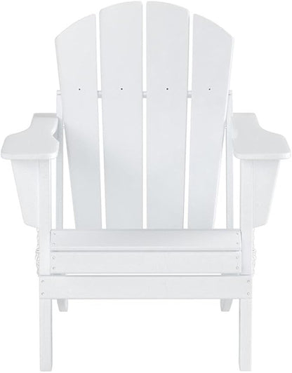 Costaelm Outdoor Folding Chair, Outdoor Seating Folding Firepit Chairs, All Weather Poly Adirondack Chair for Deck Backyard Garden Lawn Pool Patio, White