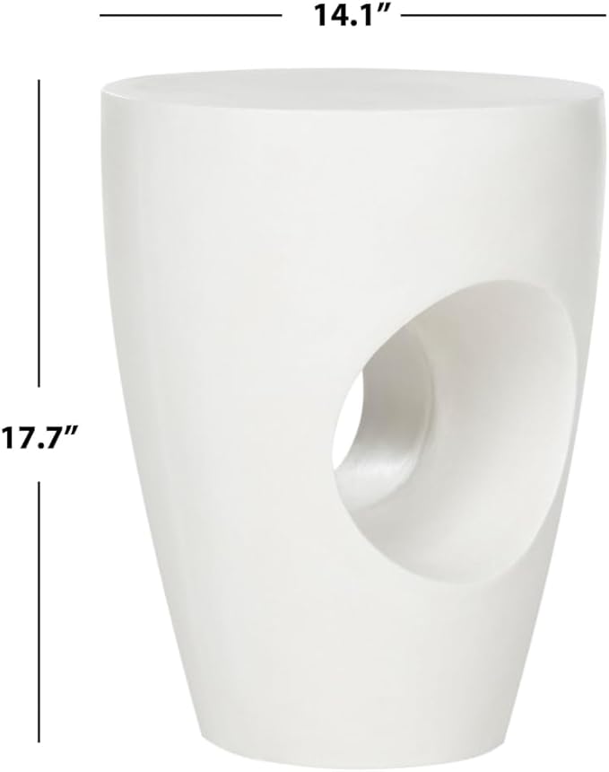 Safavieh Outdoor Collection Aishi Modern Concrete Ivory Round 17.7-inch Accent Table