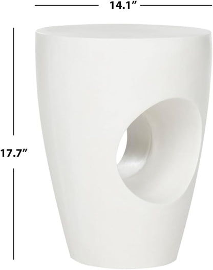 Safavieh Outdoor Collection Aishi Modern Concrete Ivory Round 17.7-inch Accent Table
