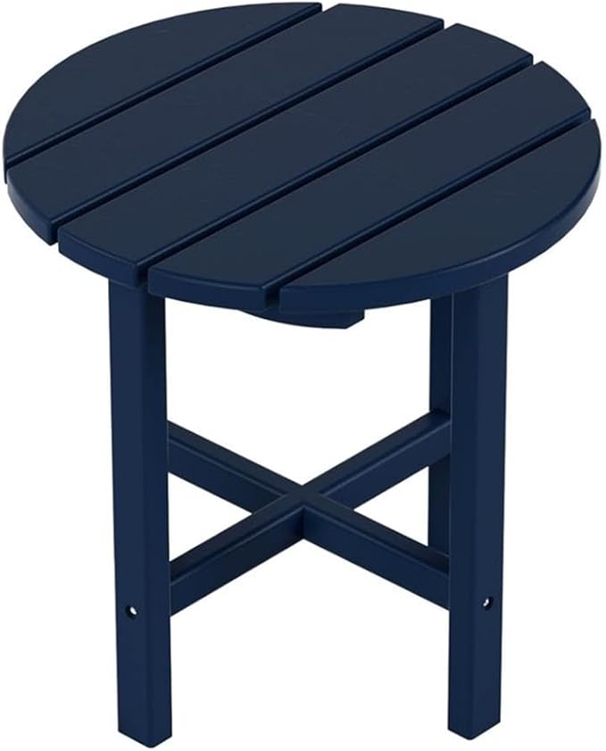 Costaelm Round Outdoor Side Tables, Adirondack Patio Tables for Outside, HDPE Patio End Table Weather Resistant, Balcony Table for Pool, Seaside, Backyard, Porch, Indoor Companion, Navy Blue