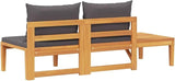 Garden Bench with Table Dark Grey Natural Wood Solid Acacia Wood Plush Cushions Reversible Table Orientation Easy - Photo 6
