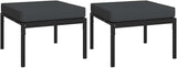 Garden Footstool Black and Grey Powder-Coated Steel Frame with Weather-Resistant Polyester Foam Cushions for Outdoor - Photo 3