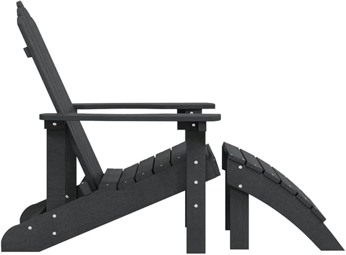 Garden Adirondack Chair with Footstool Anthracite HDPE Standard Size Detachable for Patio Balcony Outdoor Relaxation - Photo 5