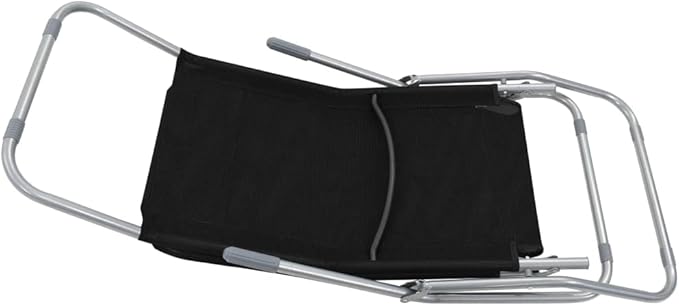 Textilene Folding Sunlounger Set of 2, Black Powder-Coated Steel Frame Outdoor Chaise 55.9"x23.6"x38.2", Zero-Assembly Poolside Patio Recliner for Garden, Beach and Balcony