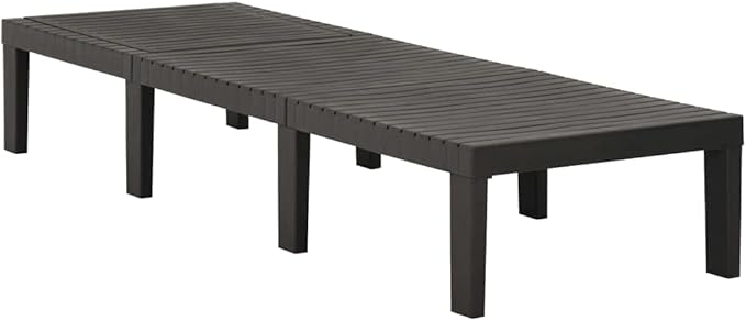 Sun Lounge Chair Plastic Anthracite 195×60×29 cm Adjustable Backrest Easy Clean Lightweight Outdoor Chaise for Patio - Photo 3