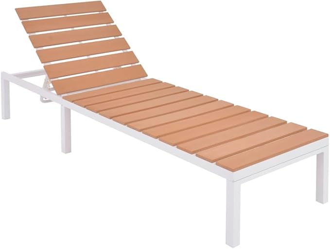Sun Lounger Outdoor Chaise,Outdoor Lounge Chairs Set of 2,Chaise Lounge,Lounge Chairs for Outside,Pool Lounge Chairs,Outdoor Chaise Lounge,with Table Aluminum WPC and Brown