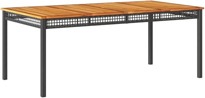 Outdoor Dining Table, 71 Inch Rectangular Patio Table with Synthetic Poly Rattan and Sturdy Frame - Photo 3