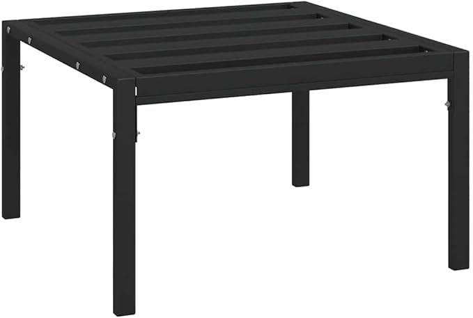 Garden Footstool Black and Grey Powder-Coated Steel Frame with Weather-Resistant Polyester Foam Cushions for Outdoor - Photo 6