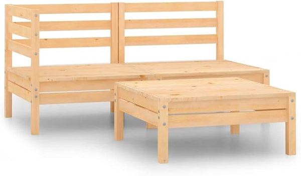 Modular Garden Lounge Set, 3-Piece Solid Pinewood Outdoor Sofa, Rustic Patio Furniture - Photo 1
