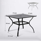 37" x 37" Patio Dining Table, Outdoor Square Bistro Metal Table with Steel Slat Table Top for Porch Deck Garden - Photo 3