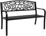 Patio Outdoor Park Loveseat Bench for Garden Porch Deck Made Cast Iron Anti-Rust Aluminum Metal - Photo 1