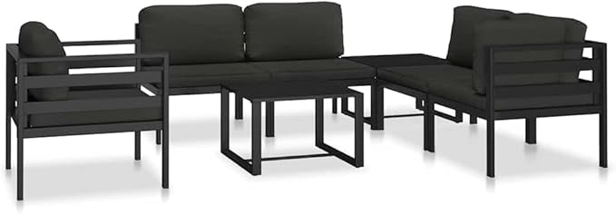 Anthracite Modular Outdoor Sofa 27.6 x 29.5 x 25.4 in Single Patio Couch Powder-Coated Aluminum Frame Removable - Photo 7