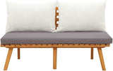 vidaXL Patio Bench 45.3" with Cushions - Solid Acacia Wood - Light Wood & Dark Grey Cushions - Easy Assemble - Outdoor - Photo 6