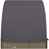 2-Person Adjustable Outdoor Chaise Lounge, 83" Gray PE Rattan Sunbed with Multi-Position Backrest & Cushions - Photo 6