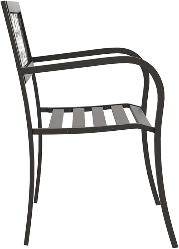 Patio Bench Garden Bench Outdoor Bench for Outdoors Porch Entryway Furniture for Yard 49.2" Steel Black