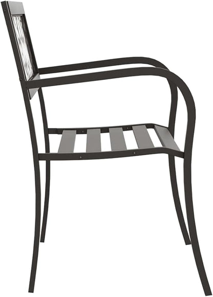 Patio Bench Garden Bench Outdoor Bench for Outdoors Porch Entryway Furniture for Yard 49.2" Steel Black