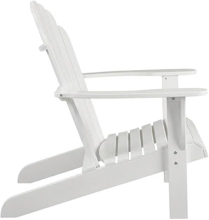White Adirondack Chair in Solid Acacia Wood, Durable Craftsmanship, Classic Comfortable Design, Ideal for Patio, Garden, Outdoor Living