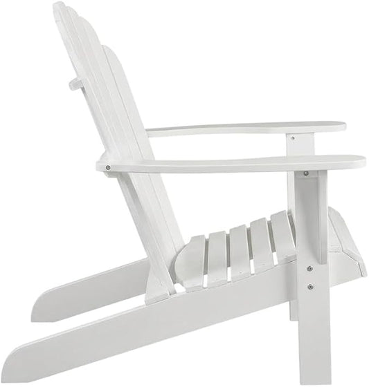 White Adirondack Chair in Solid Acacia Wood, Durable Craftsmanship, Classic Comfortable Design, Ideal for Patio, Garden, Outdoor Living