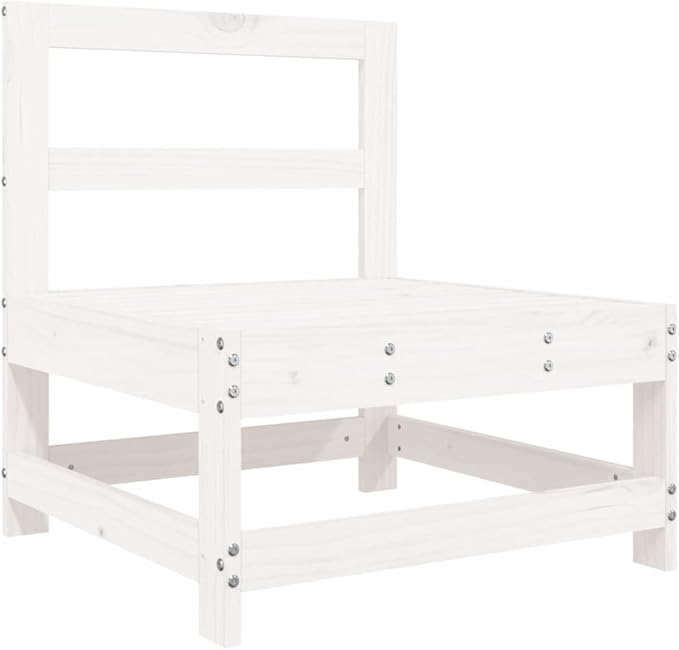 Modular Garden Sofa Seat, Solid Pine Wood Patio Furniture, White Rectangular Outdoor Lounge Chair for Balcony, Terrace - Photo 6