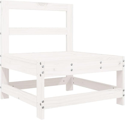 Outdoor Sectional Sofa White Solid Pine 26 x 24.4 x 27.8 in Modular Patio Couch for Garden Balcony & Camping Seating
