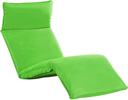 Foldable Green Oxford Outdoor Chaise Lounge, 22x68.9x3.9 in Steel Frame Sunbathing Chair, 5-Position Reclining for Patio, Poolside, Beach Portable Outdoor Lounge Chair