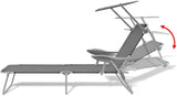 Outdoor Sun Lounger with Adjustable Canopy, Folding Steel Grey Chaise for Patio, Poolside & Balcony - Photo 6