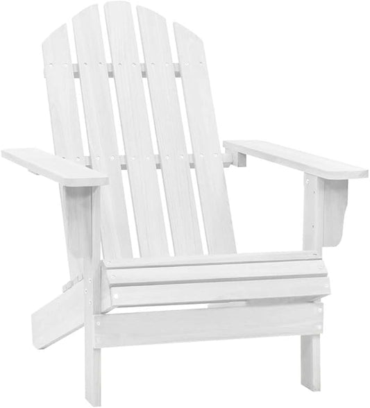 vidaXL Outdoor Solid Wood Patio Chair in White - Classic Design, Weather- Hardwood and Firwood Construction, Ideal for Garden, Patio, or Deck.